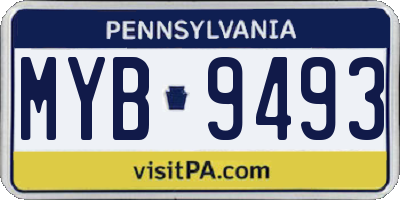 PA license plate MYB9493