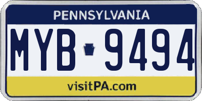 PA license plate MYB9494