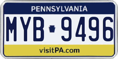 PA license plate MYB9496