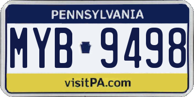 PA license plate MYB9498