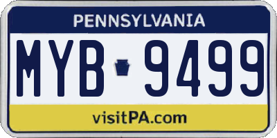 PA license plate MYB9499