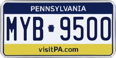PA license plate MYB9500