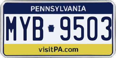 PA license plate MYB9503