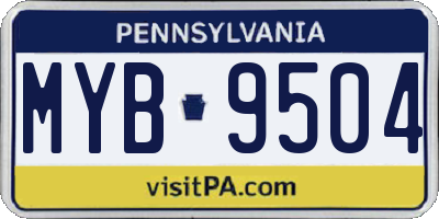 PA license plate MYB9504