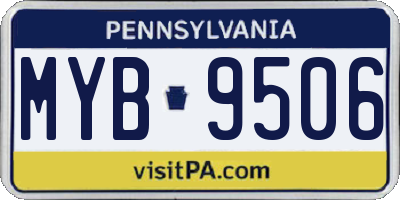 PA license plate MYB9506