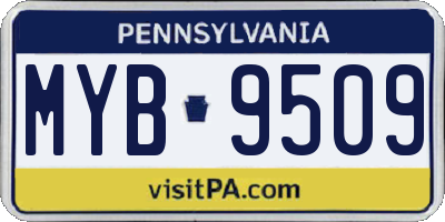 PA license plate MYB9509
