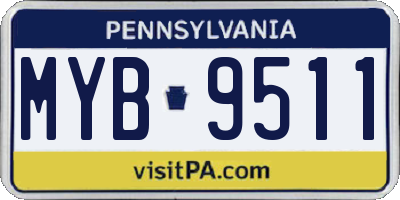 PA license plate MYB9511