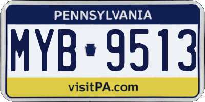 PA license plate MYB9513