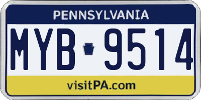 PA license plate MYB9514