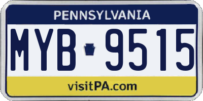 PA license plate MYB9515