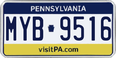 PA license plate MYB9516