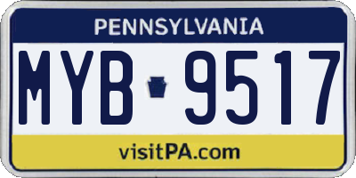 PA license plate MYB9517