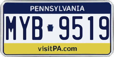 PA license plate MYB9519