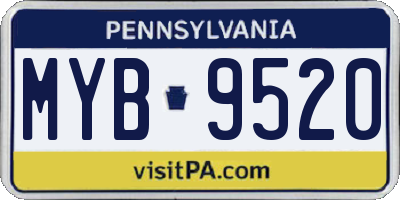 PA license plate MYB9520