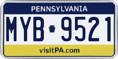 PA license plate MYB9521