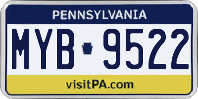 PA license plate MYB9522