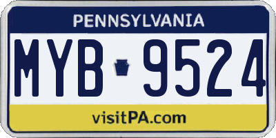 PA license plate MYB9524