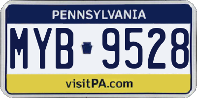 PA license plate MYB9528