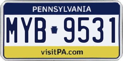 PA license plate MYB9531
