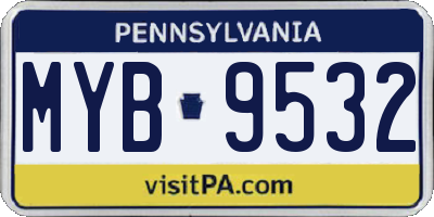 PA license plate MYB9532