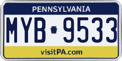 PA license plate MYB9533