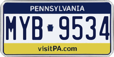 PA license plate MYB9534