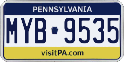 PA license plate MYB9535