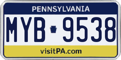 PA license plate MYB9538