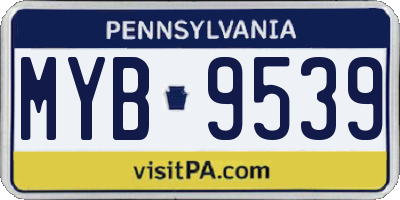 PA license plate MYB9539