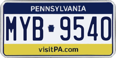 PA license plate MYB9540