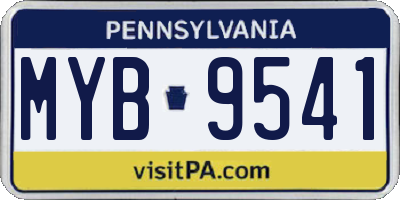 PA license plate MYB9541