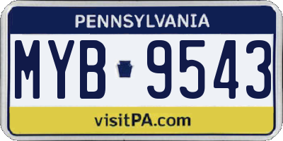 PA license plate MYB9543