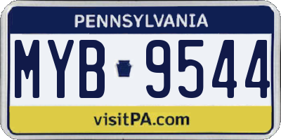 PA license plate MYB9544