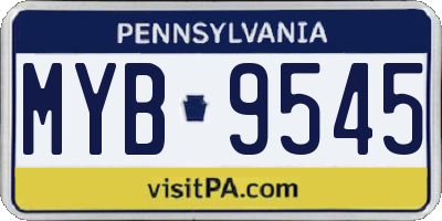 PA license plate MYB9545