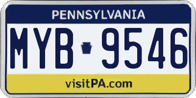PA license plate MYB9546