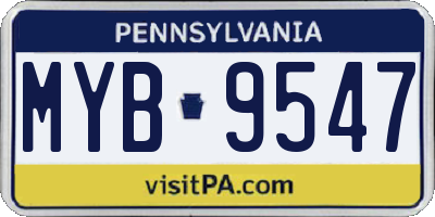 PA license plate MYB9547