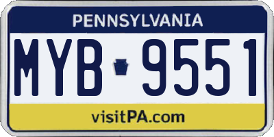 PA license plate MYB9551