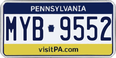 PA license plate MYB9552