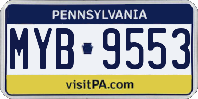 PA license plate MYB9553