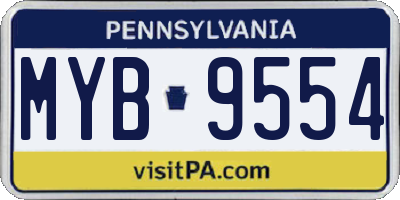 PA license plate MYB9554