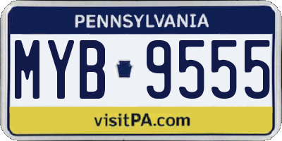 PA license plate MYB9555
