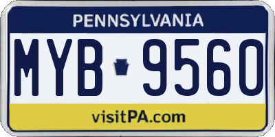 PA license plate MYB9560