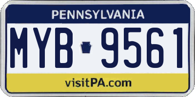 PA license plate MYB9561