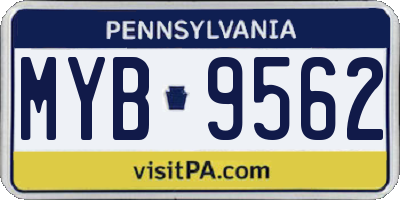 PA license plate MYB9562