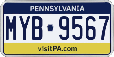 PA license plate MYB9567