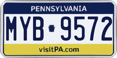 PA license plate MYB9572