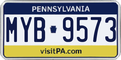 PA license plate MYB9573