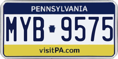 PA license plate MYB9575