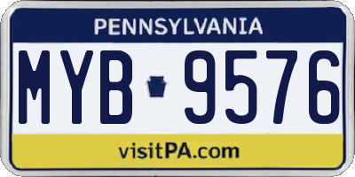PA license plate MYB9576