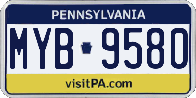 PA license plate MYB9580